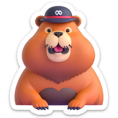 brutal beaver with a black beard sticker