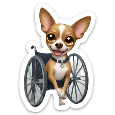 a brown Chihuahua dog in a wheelchair sticker