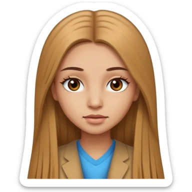 girl with light brown long straight hair and light brown eyes, with long eyelashes  sticker