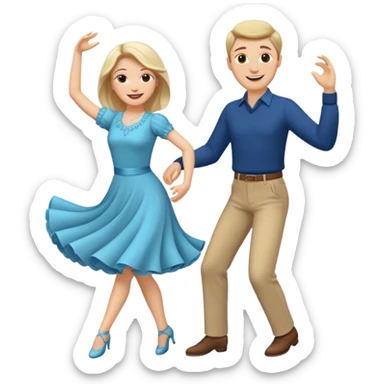 White Man and white woman dancing white sticker