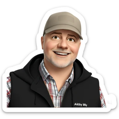 smiling boy in plaid outfit sticker