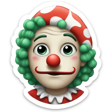 Sad clown on new years sticker