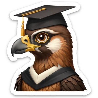 falcon with a black grad cap - semi realistic sticker