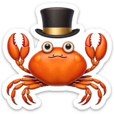 Crab with a top hat and monacle sticker