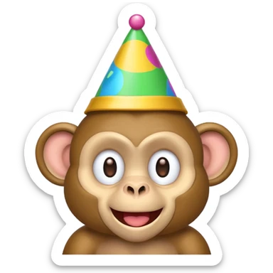 Monkey with party hat sticker