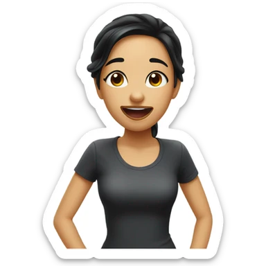 girl with black hair showing tongue sticker
