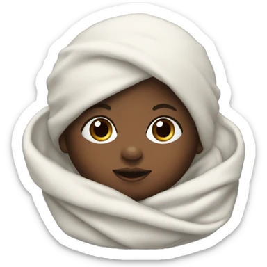 black baby swaddled in a beanie sticker