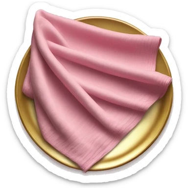 Realistic pink and gold folded dish towel. sticker