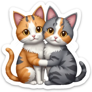 Grey cat and an calico cat together  sticker
