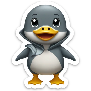 duckling wearing a shark onesie sticker