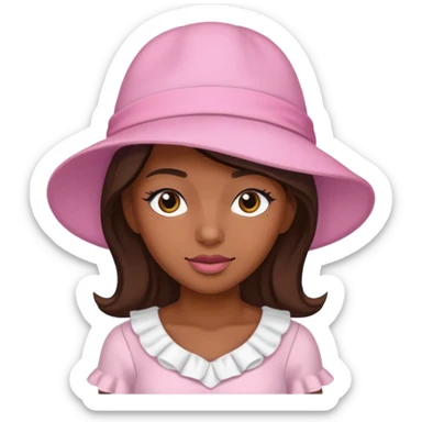 rihanah wearing Pink Hat, white dress sticker