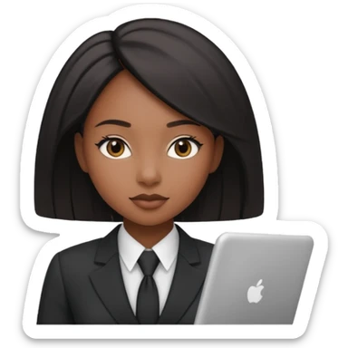 black girl working incorporate attire and sleek hair sticker