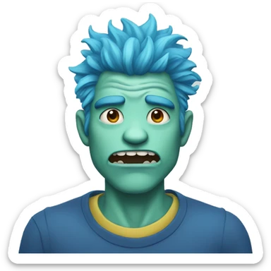 blue haired monster sticker