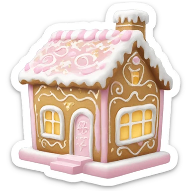 light pink and gold and white gingerbread house sticker