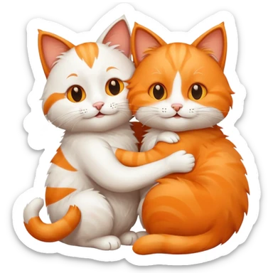 two happy cats hugging sticker