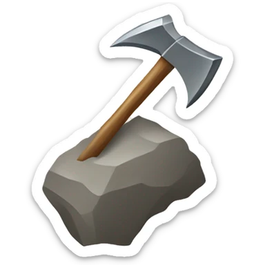 a pickaxe into a stone sticker