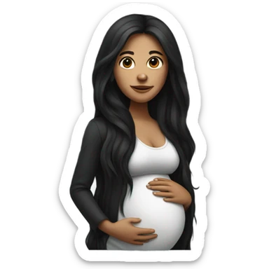 Dark long haired woman pregnant sticker