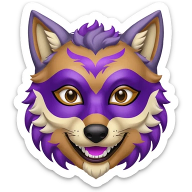 black wolf with purple pattern, emotion (happy, sad, sleepy) sticker