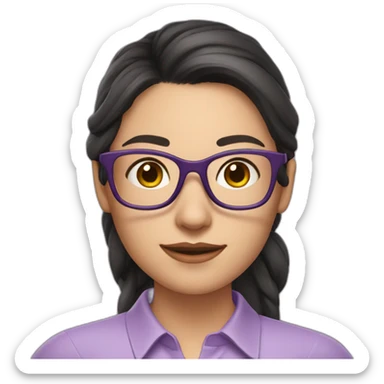 girl teacher in glasses with dark hair teacher in a lilac shirt sticker