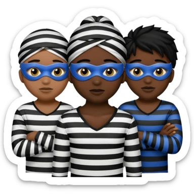 3 theif robbers emoji,Stripped shirt,eye mask, black head. sticker