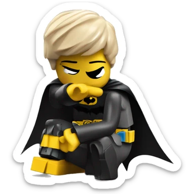 lego batman hugging his knees crying in a corner sticker