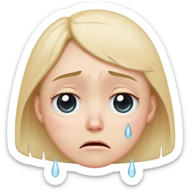 wistful crying face with subtle single tear and soft expression sticker