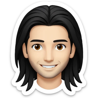 Bill Kaulitz with black long hair, brown eyes sticker