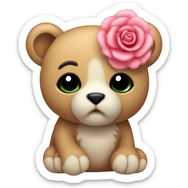 Osito de peluche con una rosa marchita en su mano sticker