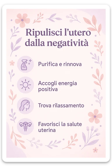 infografica stile post di instagram con titolo "Ripulisci l’utero dalla negatività" sticker
