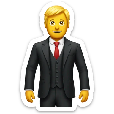 Orange guy with yellow hair wearing tuxedo with red tie sticker