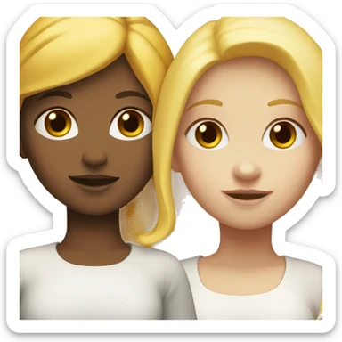 "Two girls, one white skin with yellow hair, one white skin with red hair." sticker