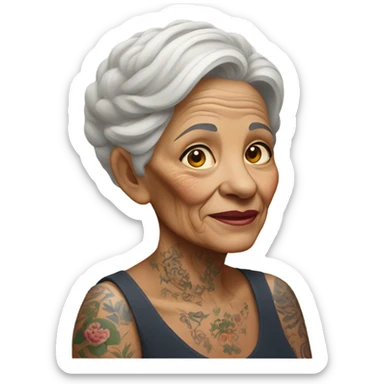 Old lady with arm tattoos sticker