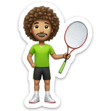 homme avec chauveux bruns jouant du badminton sticker