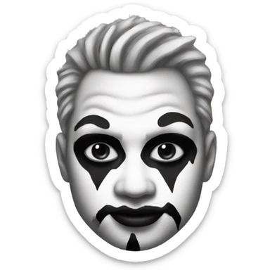 Guy with black and white juggalo clown makeup sticker