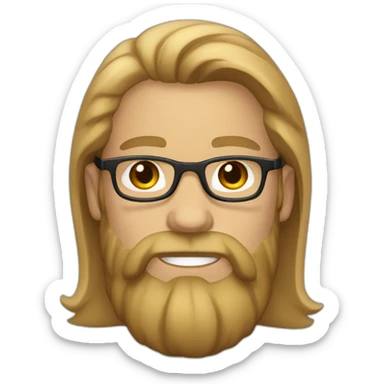 Scandinavian man with long brown blonde hair medium beard and glasses sticker
