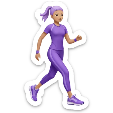 Modern premium 3D emoji icon: faceless gender-neutral person walking (mid-step) in sporty activewear, smooth rounded shapes, matte + subtle gloss, top-left studio light, soft shadow, faint motion trail. Purple outfit with lavender accent (no navy). Centered, transparent background, no text sticker