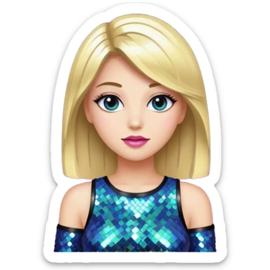 fancy straight  hair girl with night club outfits sticker