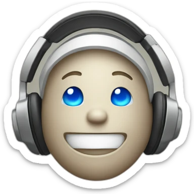 Happy emoji using headphones enjoying music sticker