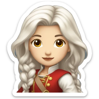 rpg-girl-with-long straight white-hair and red skirt like chibi sticker