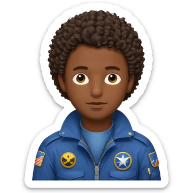 A male pilot with dark skin and close-cut curly hair sticker
