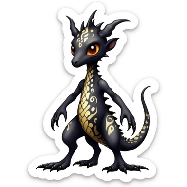 a dark gothic gloomy edgy vernid-fionbri-creature with splash patterns full body sticker