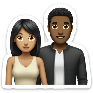 Couple with blonde girl and black hair man sticker