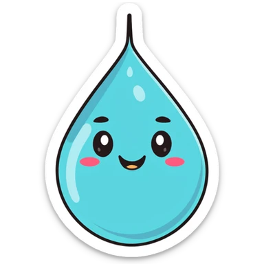 cute water droplet with a smiling face sticker