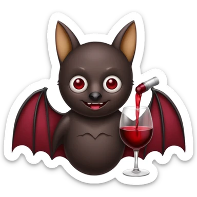 black bat drinking wine sticker