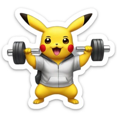 Pikachu with dumbbells  sticker