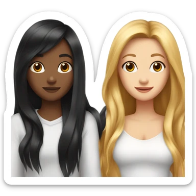 One pretty long black hair girl with her red hair girl blonde hair girl and brunette hair girl friend group sticker