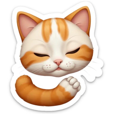 ginger and white small cat in funny positions upside down with eyes closed sticker