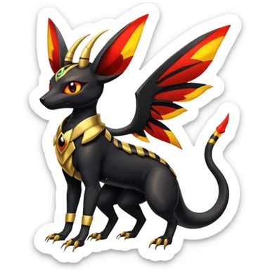 Shiny 4-legged Umbreon-Anubis-Salandit-Beedrill-fusion, full body sticker
