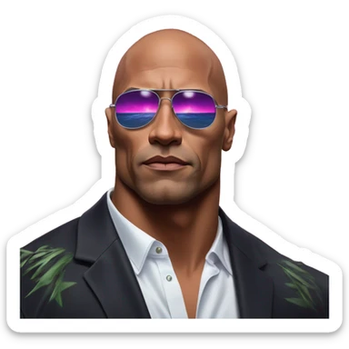 Synthwave The Rock in Creeper style, oil paint, epic eyes, intricate lips, exquisite pose, beautiful, desirable, logical, Midsommar  sticker