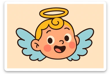 baby angel face with wings and halo, pastel colors sticker